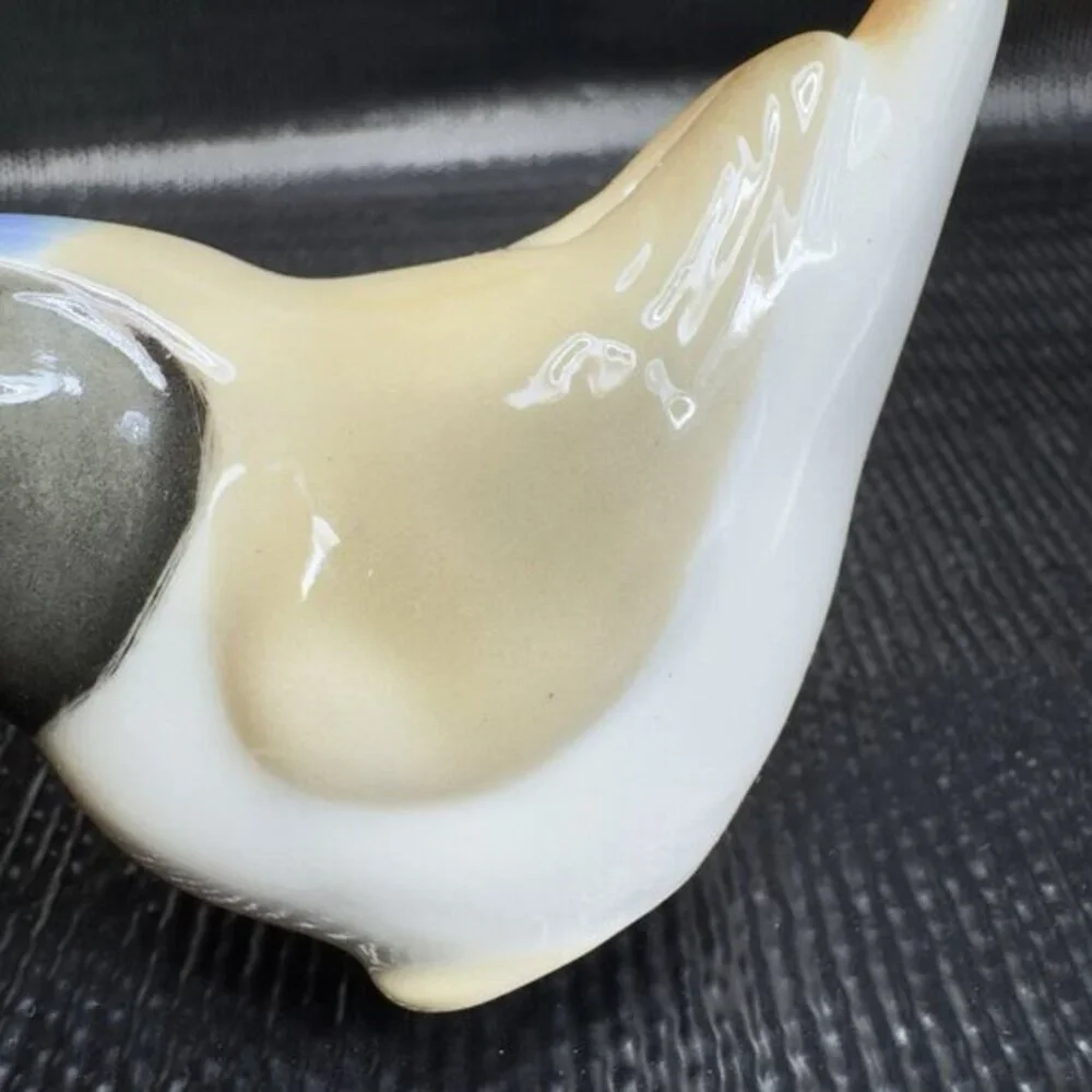 Lomonosov Sitting White Blue Multicolored Bird Longtailed Tit‎ Figurine USSR VTG